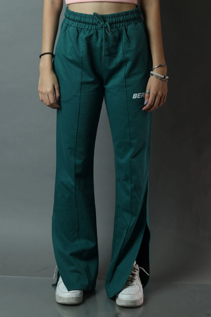 Bottle Green Side Slit Pant