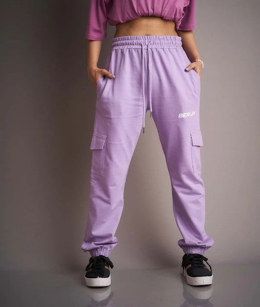 Infuse streetwear vibes into your look with these lilac cargo pants, a stylish and urban addition to your wardrobe.