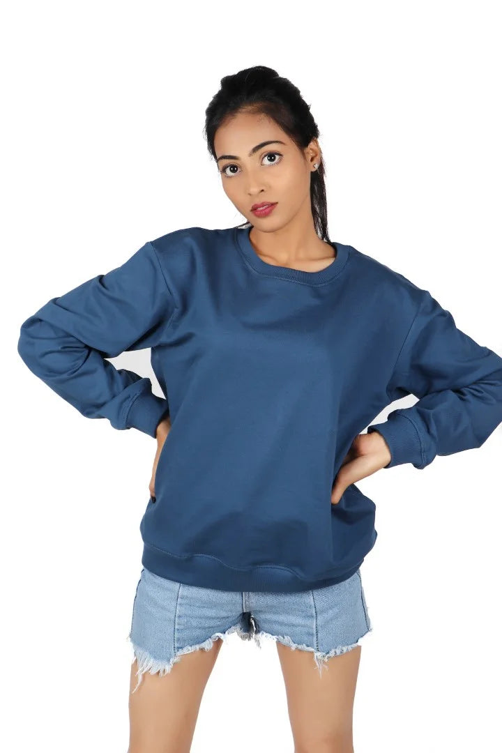 Experience blissful comfort with this blue oversized tee for women, a perfect blend of comfort and trendiness for your wardrobe.